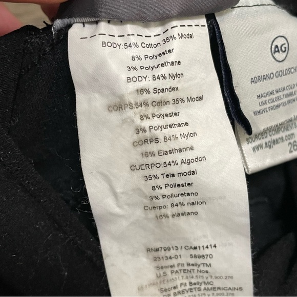 A Pea in a Pod AG Adriano Goldschmied Maternity Skinny Black Velvet Pants 26R. - Picture 8 of 12